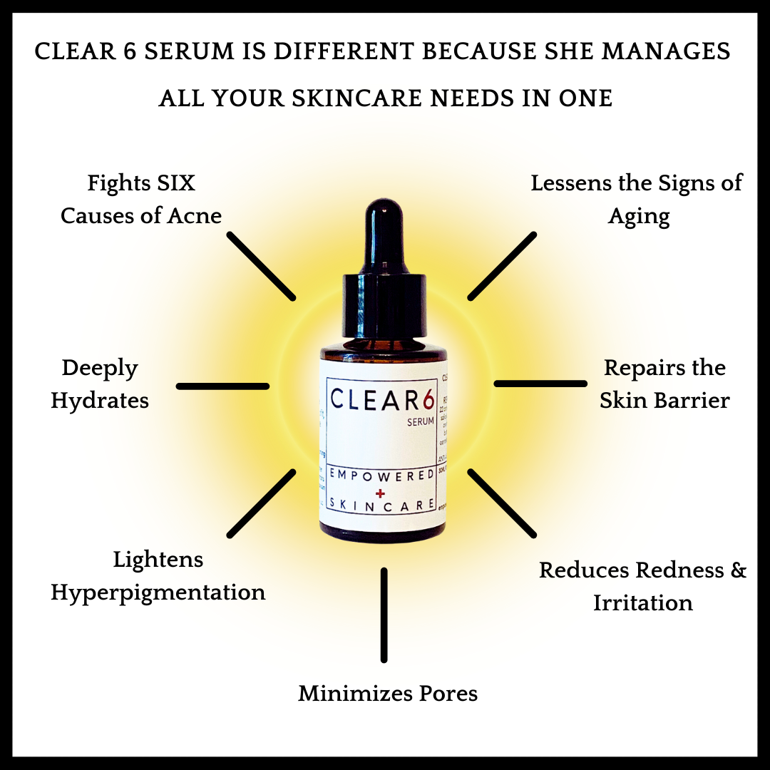 Clear 6 Serum with bakuchiol and salicylic acid for clear, youthful skin.