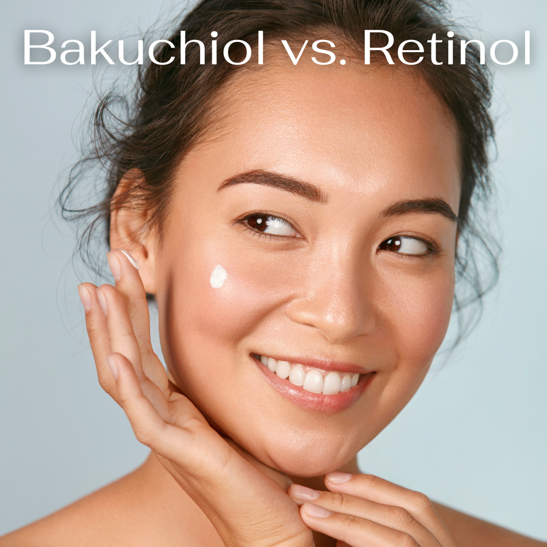 Side-by-side comparison of bakuchiol and retinol, two popular anti-aging skincare ingredients.